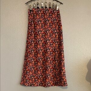 Floral Print Women's Skirt - Red and Black